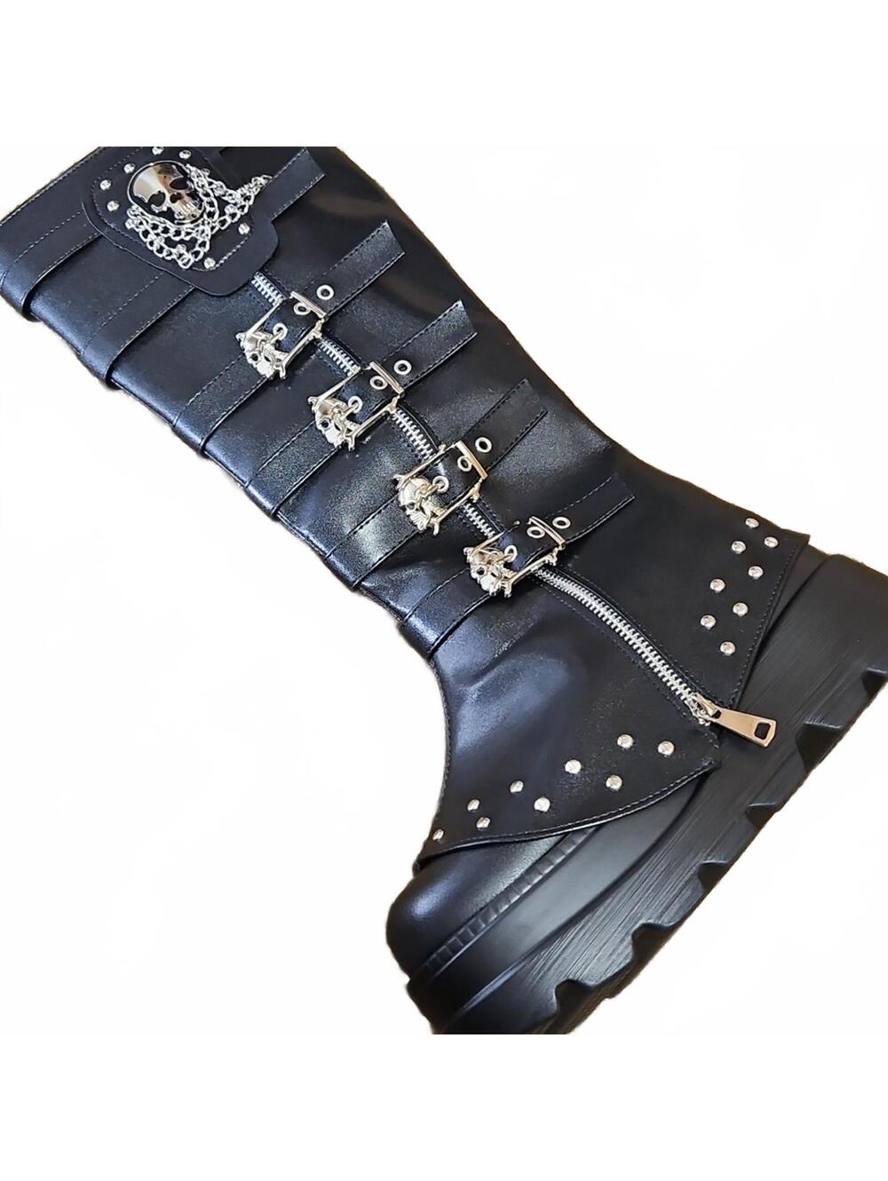 VD - Black Gothic Knee-High Boots | 39 - Picture 3 of 4